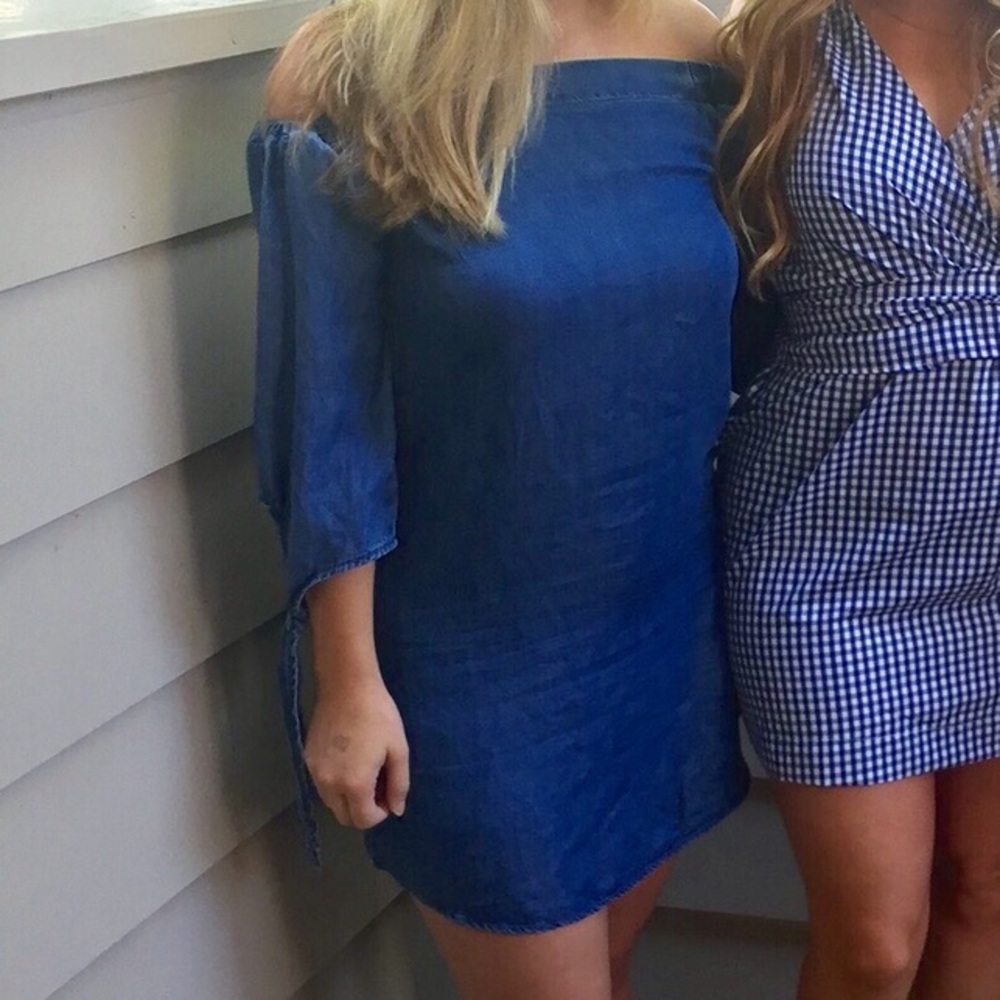 Off the shoulder denim dress